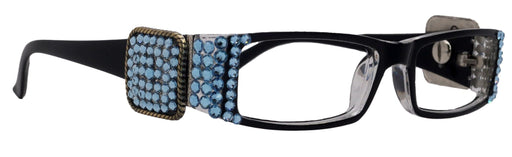 The Medallion, (Bling) Reading Glasses for Women Black W (AquaMarine Genuine European Crystals Western Concho NY Fifth Avenue