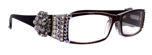 The Medallion, (Bling) Reading Glasses for Women W (Clear, AB Aurora Borealis) Genuine European Crystals Western Concho NY Fifth Avenue