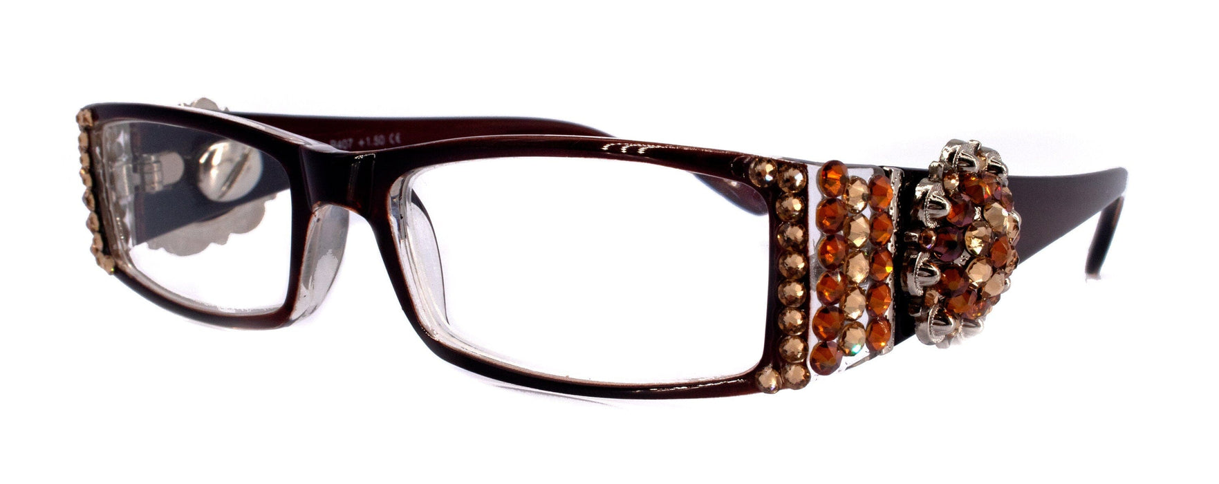 The Medallion, (Bling) Reading Glasses for Women W (Light Colorado, Cooper) Genuine European Crystals (Brown) Berry Concho NY Fifth Avenue