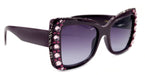 The Monarch, (Bling) Women Sunglasses W (L. Amethyst, Amethyst)Genuine European Crystals 100% UV Protection Large Cat Eye, NY Fifth Avenue