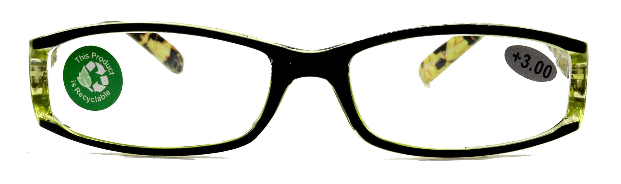 Tuscany, (Premium) Reading Glasses, High End Readers +1 to +6 Magnifying. Marble (Black, Green) Rectangular Optical Frame. NY Fifth Avenue