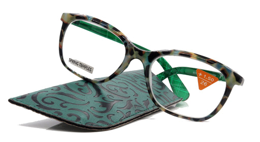 Venus, (Premium) Reading Glasses, High End Readers +1.25..+4 Magnifying glasses, Rectangular. Optical Frame (Tortoise Green) NY Fifth Avenue