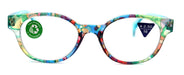 Versailles, (Premium) Reading Glasses High End Readers +1.25 .. +3.00 (Light Blue, Orange Floral) Round Optical Frames. NY Fifth Avenue.