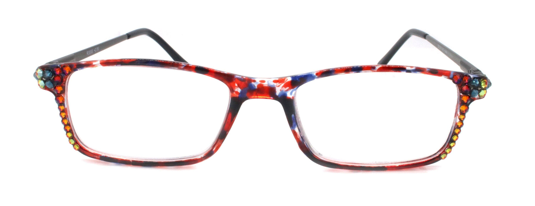 Vienna, (Bling) Women Reading Glasses W (Volcano, Montana Blue) (Tortoise Shell + Red) Frame. NY Fifth Avenue