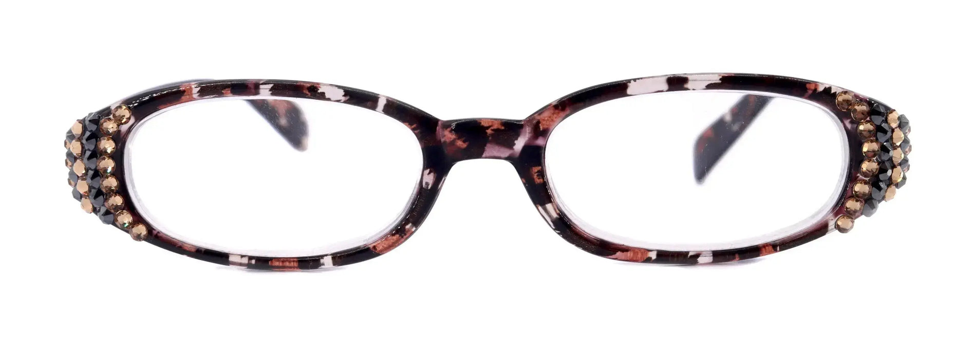 Isabella, (Bling) Reading Glasses Women W (Cooper, Light Colorado) Genuine European Crystals Animal Print NY Fifth Avenue (Wide Frame) 