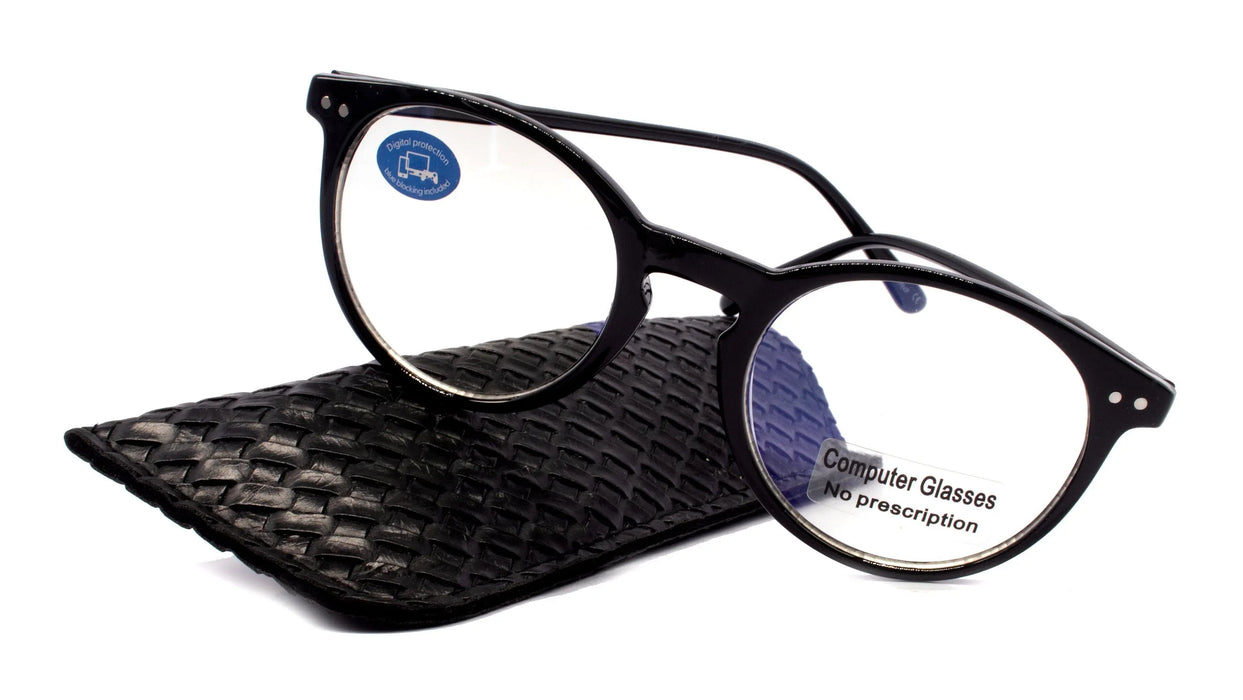 Savvy, (Blue Light Glasses) w AR Coating (Anti Glare) Filter, (Black) Reading Glasses, No prescription, Gamers (Round) NY Fifth Avenue 