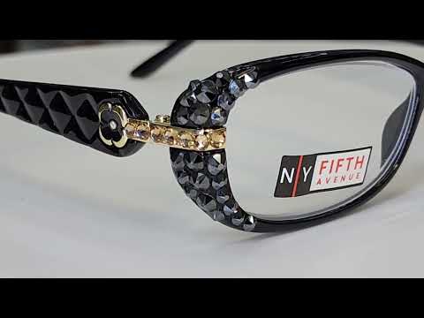 Glamour Quilted, (Bling) Women Reading Glasses W (Hematite, L. Colorado)  Genuine European Crystals +1.25..+3.50 Magnifying NY Fifth Avenue