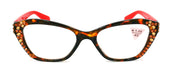 Jane, (Bling) Women Reading Glasses W (L. Colorado, Cooper) Genuine European Crystals, Cat Eyes (Red Brown) Tortoise Shell. NY Fifth Avenue