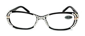 Glamour Quilted, (Bling) Women Reading Glasses W (Sides, Front) (Clear) Genuine European Crystals +1.25..+3.50 Rectangular. NY Fifth Avenue