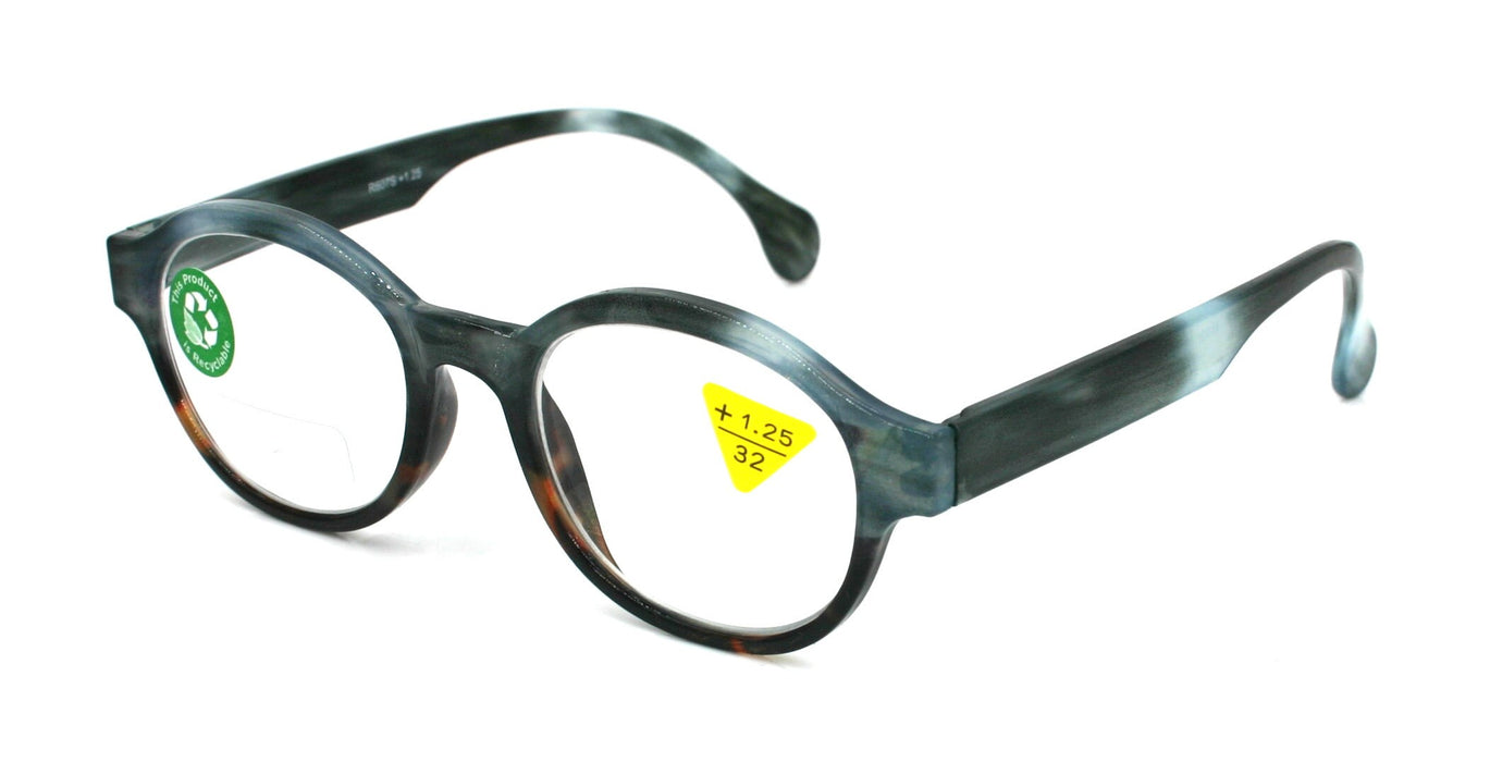 The ALCHEMIST, (Premium) Reading Glasses, Round Frame +1.25 .. +3 Magnifying Eyeglasses (Marble Blue) Circle Style. NY Fifth Avenue
