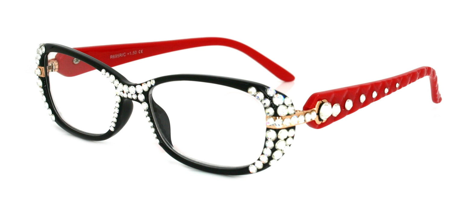 Glamour Quilted, (Bling) Reading Glasses For Women With (Sides, Front) (Clear) Genuine European Crystals+1.25 to +3 NY Fifth Avenue.