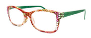 Frida, (Bling) Reading Glasses Women W (Clear, Peridot Green, Rose) Genuine European Crystals. Square Paisley, NY Fifth Avenue.