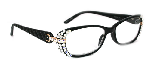 Glamour Quilted, (Bling) Women Reading Glasses Adorned W (Clear) Genuine European Crystals+1.25 to +3.50 Rectangular NY fifth avenue