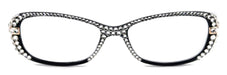 Glamour Quilted, (Bling) Reading Glasses For Women With (Full Top) Genuine European Crystals+1.25 to +3 (White, Black) NY fifth avenue.