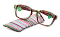 Rivera, (Premium) Reading Glasses, High End Readers +1.25 to +3 Magnifying Eyeglass, Candy (Burgundy, Green n Pink) Square, NY Fifth Avenue.