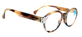The Alchemist, (Bling) Round Women Reading Glasses W (Clear) Genuine European Crystals +1.50..+3 (Marble Brown) Circle. NY Fifth Avenue