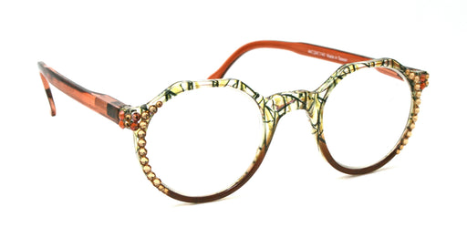 The Hexagon, (Bling) Women Reading Glasses W (Cooper + L. Colorado)Genuine European Crystals (Clear Yellow, Orange) NY Fifth Avenue