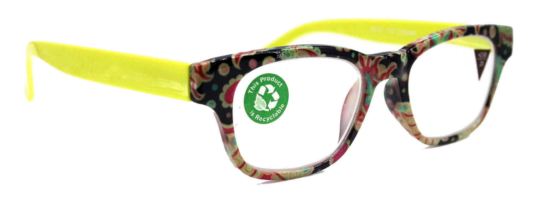 Persia, (Premium) Reading Glasses High End Reader +1.25..+3 Magnifying Eyeglass, Square Optical Frame (Lime Green) Paisley NY Fifth Avenue