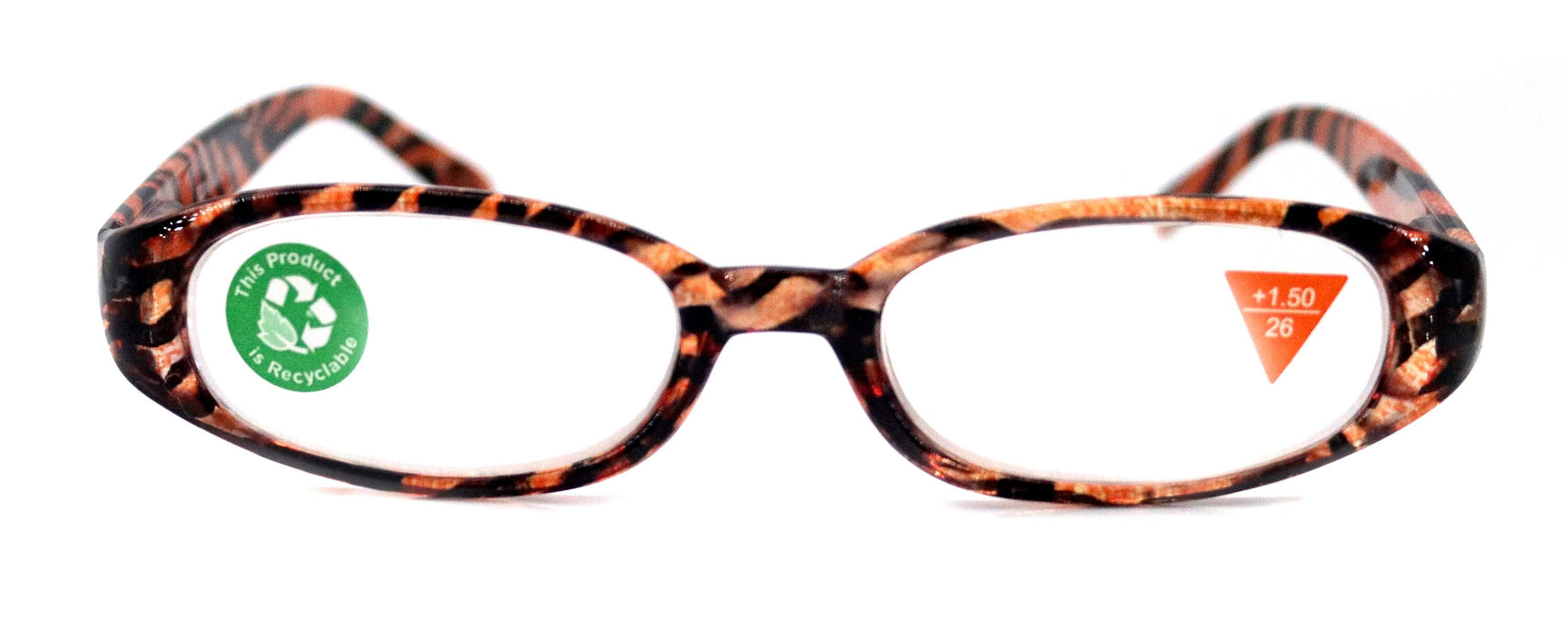 Isabella, (Premium) Reading Glasses, Fashion Reader (Orange Tiger) Animal Print, Oval +5 +6 High Magnification, NY Fifth Avenue (Wide Frame)