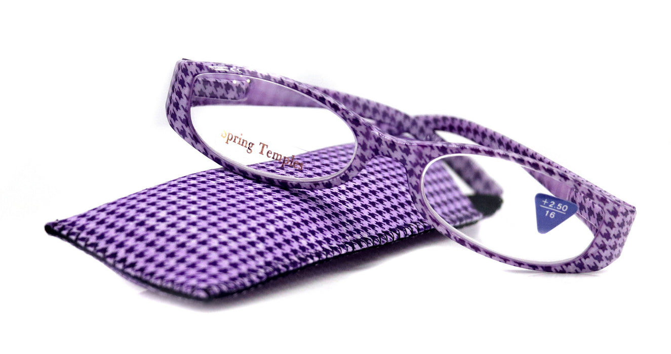 The Scottish, (Premium) Reading Glasses, High End Readers (Purple) Hound Tooth +1.25.. +3 Magnifying Eyeglasses. Houndstooth NY Fifth Avenue