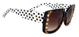Minnie, (Bling) Women Sunglasses W (L Colorado, Cooper) Genuine European Crystals (Brown) n Polka dot Translucent, NY Fifth Avenue.