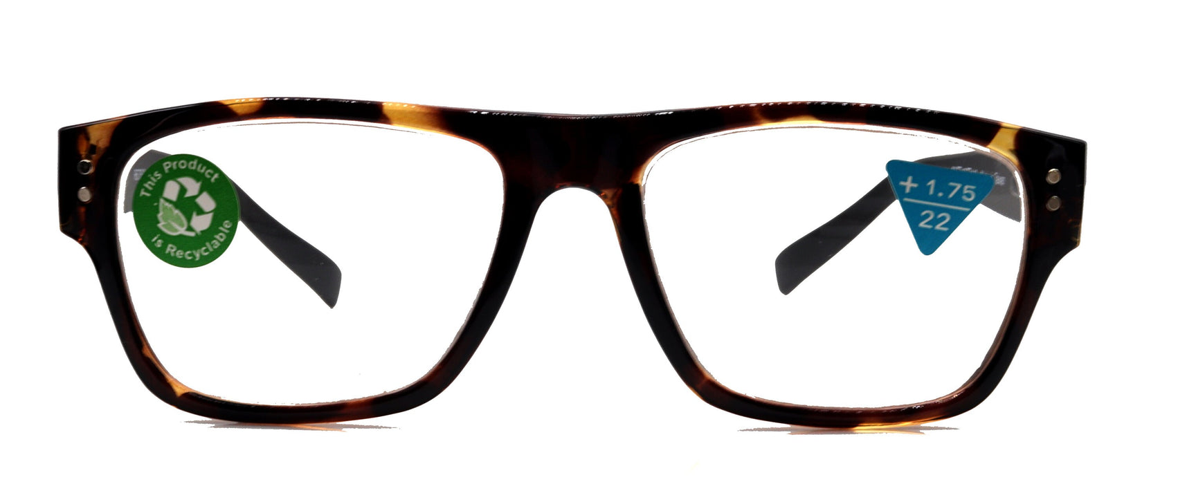 Brooklyn, (Premium) Reading Glasses, High End Reader +1.25...+3 Magnifying Eyeglasses (Tortoise Black, Brown) Square Frame. NY Fifth Avenue