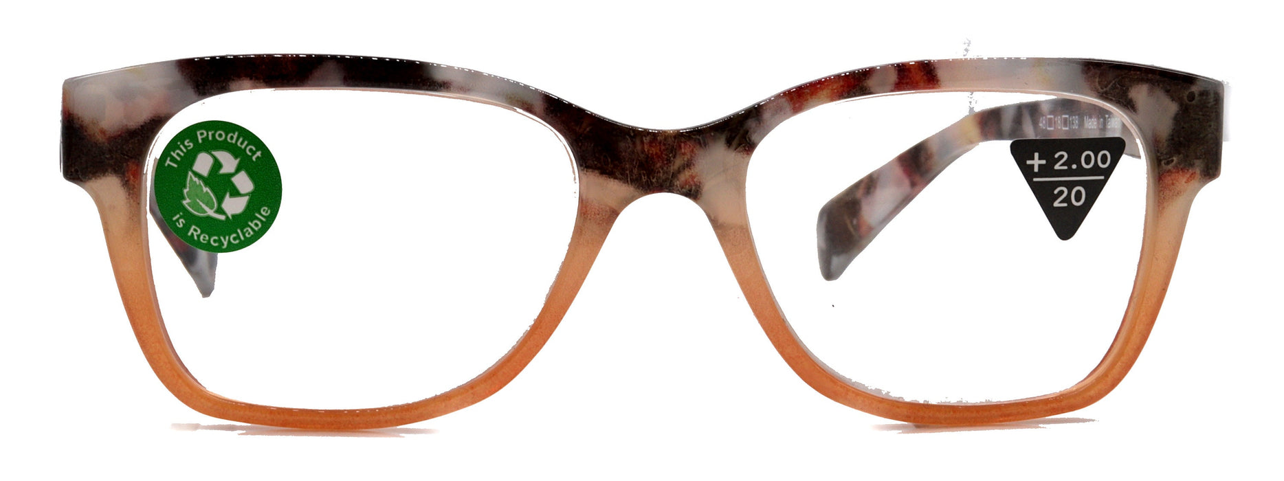 Aya, (Premium) Reading Glasses, High End Fashion Reader,+1.25 to +4 Magnifiers, (Tan n Brown Tortoise) Square Frame. NY Fifth Avenue.