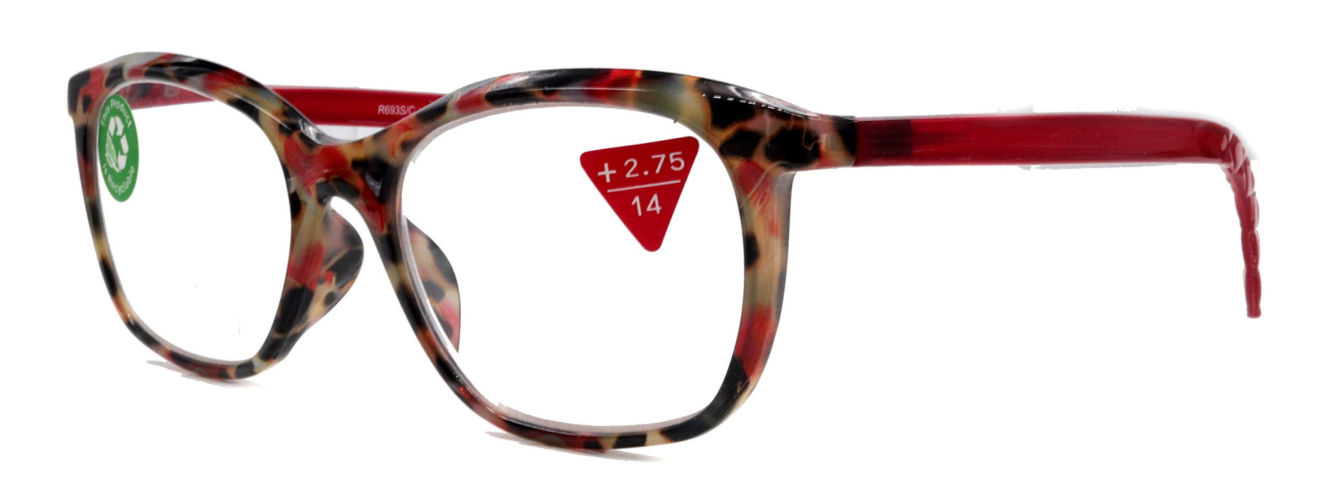 Venus, (Premium) Reading Glasses, High End Readers +1.25..+4 Magnifying glasses, Rectangular. Optical Frame (Tortoise Red) NY Fifth Avenue.