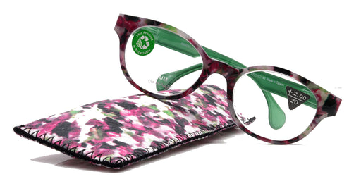 Sally, (Premium) Reading Glasses High End Readers +1.25..+3 Magnifying Glasses, Round Optical Frames (Tortoise Purple Green) NY Fifth Avenue