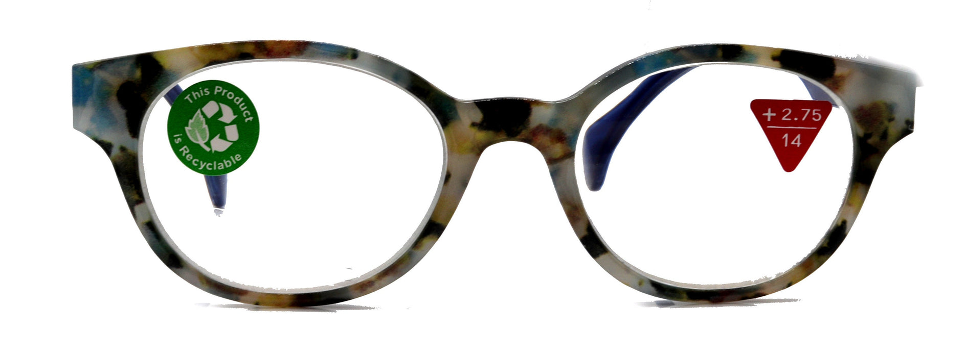 Sally, (Premium) Reading Glasses, High End Readers +1.25..+3 Magnifying Glasses, Round Optical Frames (Tortoise Brown Blue) NY Fifth Avenue.