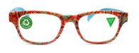 Persia, (Premium) Reading Glasses High End Readers +1.25..+3 Magnifying Eyeglass, Square Optical Frame (Orange Teal) Paisley NY Fifth Avenue