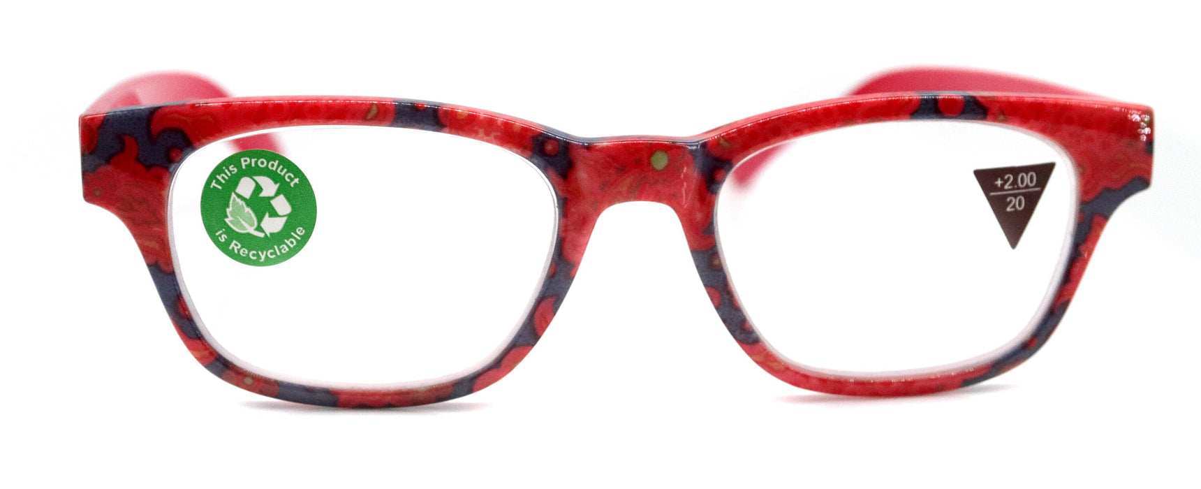 Persia, (Premium) Reading Glasses High End Reader, Magnifying Eyeglass, Square Optical Frame (Red, Blue n Orange) Paisley NY Fifth Avenue