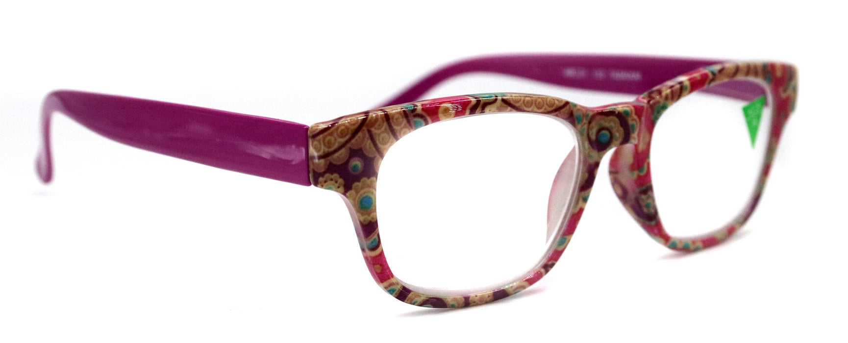 Persia, (Premium) Reading Glasses High End Reader +1.25..+3 Magnifying Eyeglass, Square Optical Frame (Pink Fuchsia) Paisley NY Fifth Avenue