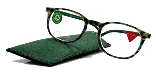 Ella, (Premium) Reading Glasses Round. High End Readers Modern Circle Style (Green) Brown Tortoiseshell +1.25..+3 Magnifying NY Fifth Avenue
