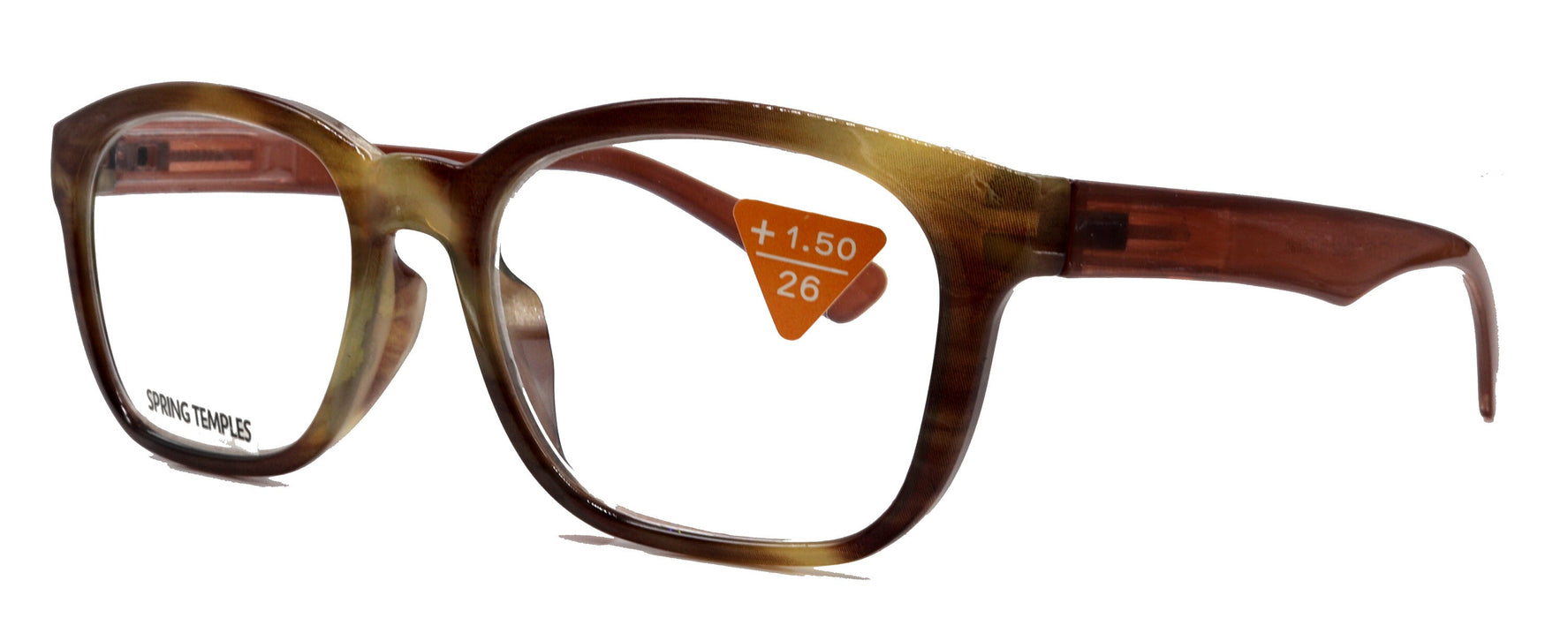 Coral, (Premium) Reading Glasses, High End Readers +1.25 to +3. Magnifying Glasses (Brown) Rectangular style. Optical Frame. NY Fifth Avenue