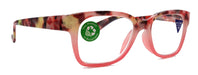Aya, (Premium) Reading Glasses, High End Fashion Reader,+1.25 to +4 Magnifiers, (Pink n Brown Tortoise) Square Frame. NY Fifth Avenue.