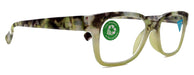 Aya, (Premium) Reading Glasses, High End Fashion Reader,+1.25 to +4 magnifiers, (Green n Brown Tortoise) Square Frame. NY Fifth Avenue.