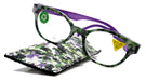 Sally, (Premium) Reading Glasses High End Readers +1.25..+3 Magnifying Glasses, Round Optical Frames (Tortoise Green Purple) NY Fifth Avenue