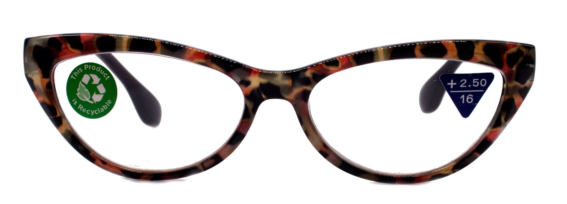 Lynx, (Premium) Reading Glass, High End Readers +1.25..+3 Magnifying, Cat Eye optical Frame, Tortoise Shell (Brown, Red) NY Fifth Avenue.