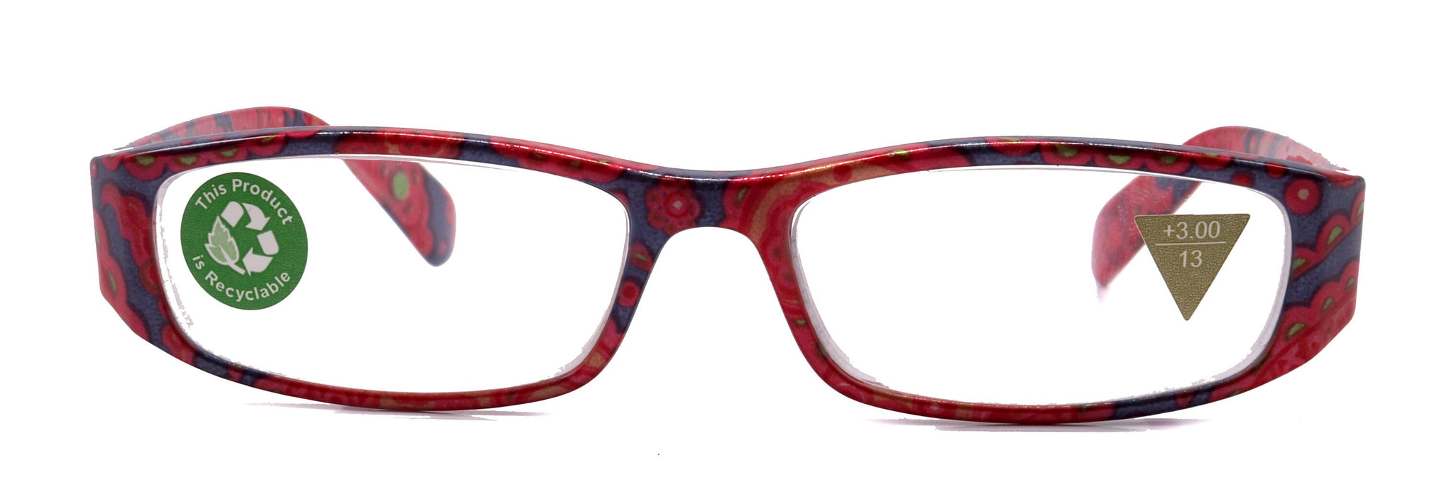 Florence, (Premium) Reading Glasses, High End Readers +1.25 to +3.00 Magnifying. (Paisley, Red) optical, Rectangular Frame. NY Fifth Avenue