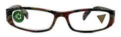 Florence, (Premium) Reading Glasses, High End Readers +1.25 to +3 Magnifying. (Paisley, Green) optical, Rectangular Frame. NY Fifth Avenue.