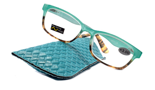 Blue teal Women Reading Glasses rectangular by NY Fifth Avenue