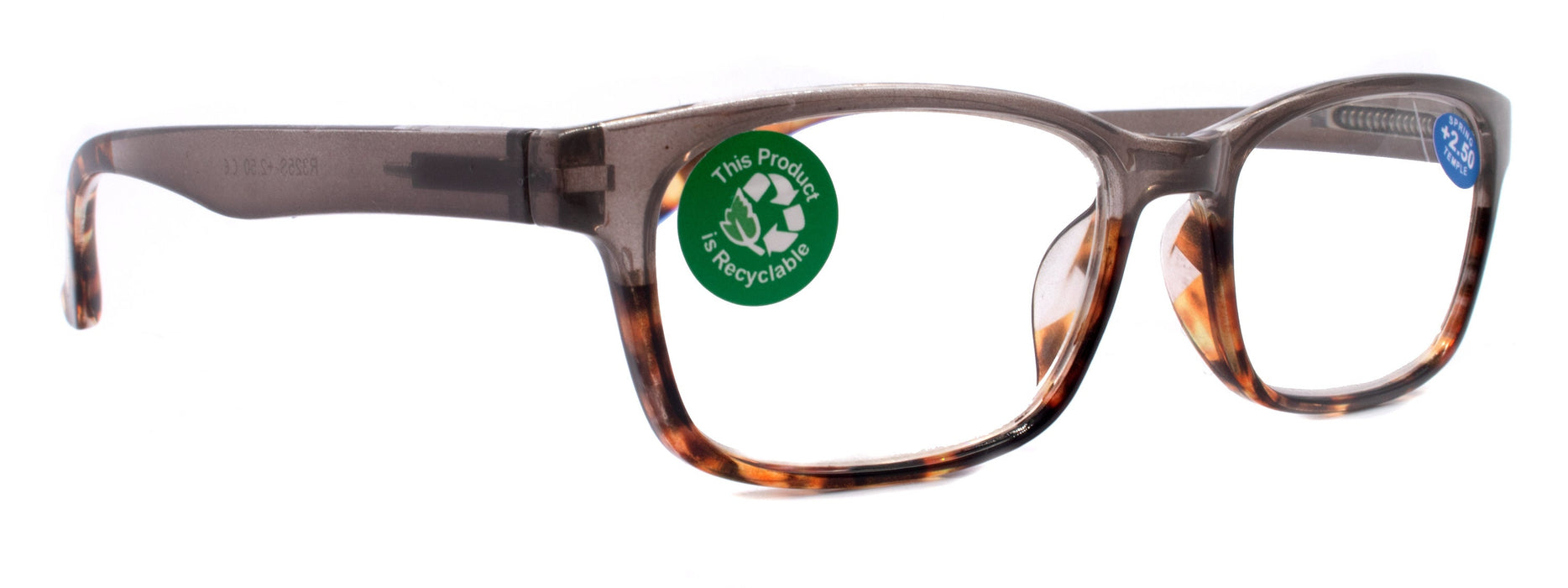 Desiree, (Premium) Reading Glasses, High End Reader +1.25..+3 Magnifying Wayfarer Style (Gray Tortoise Brown) Optical Frame. NY Fifth Avenue