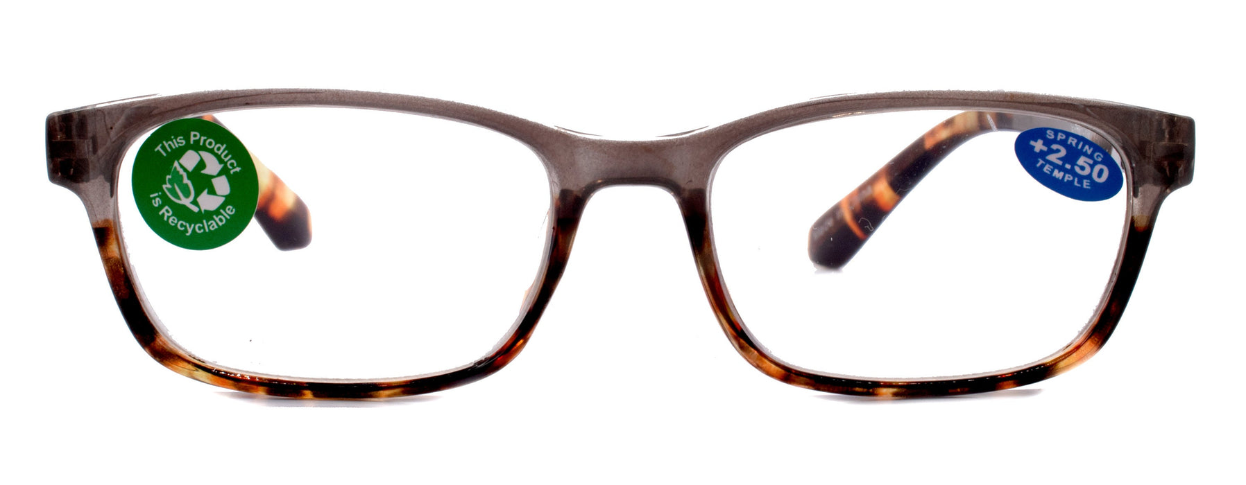 Desiree, (Premium) Reading Glasses, High End Reader +1.25..+3 Magnifying Wayfarer Style (Gray Tortoise Brown) Optical Frame. NY Fifth Avenue