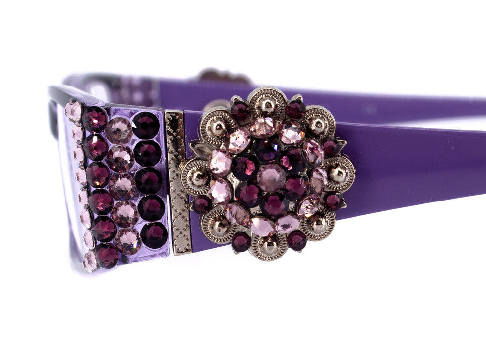 The Medallion, (Bling) Women Reading Glasses W (Light Amethyst, Amethyst) Genuine European Crystals (Purple) Berry Concho NY Fifth Avenue