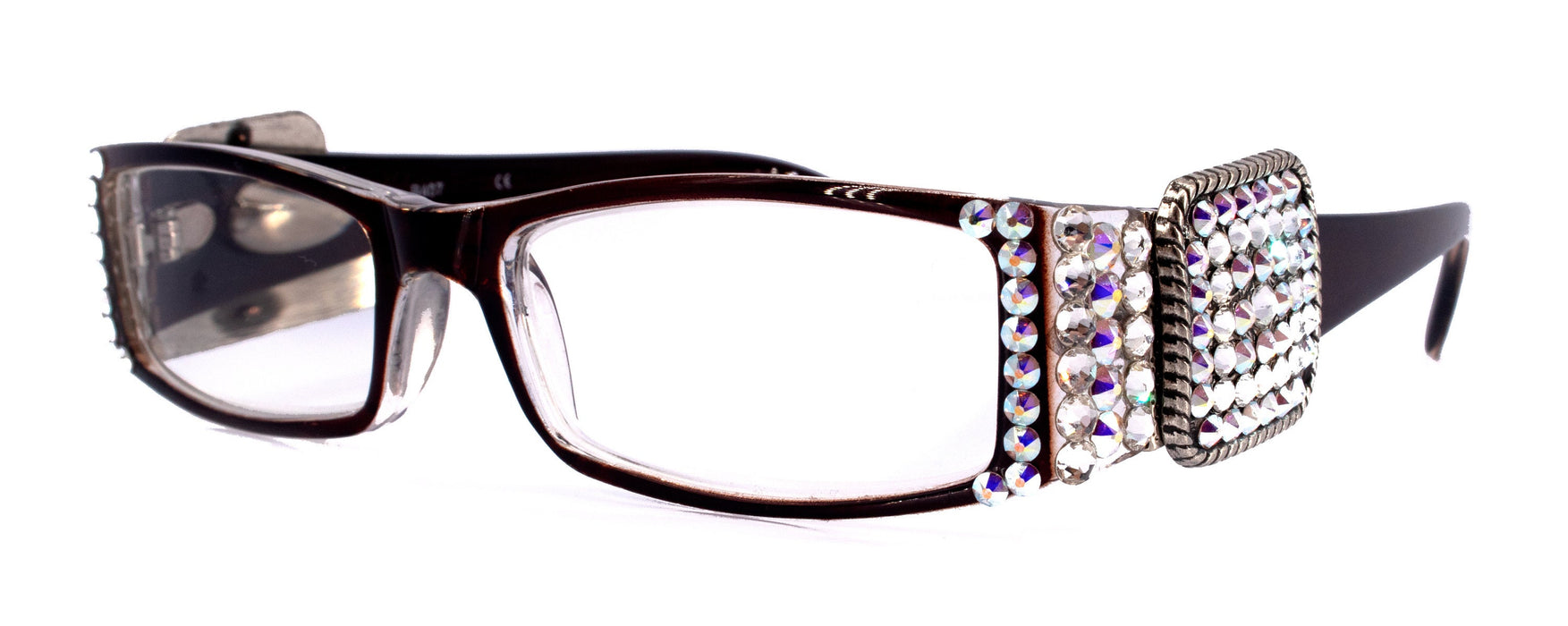 The Medallion, (Bling) Reading Glasses Women W (Clear, AB ) Genuine European Crystals (Wine Red) Western Concho, NY Fifth Avenue