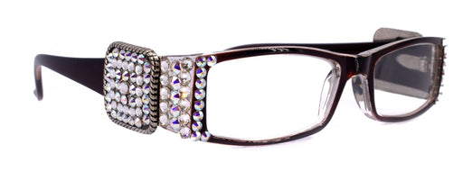 The Medallion, (Bling) Reading Glasses Women W (Clear, AB ) Genuine European Crystals (Wine Red) Western Concho, NY Fifth Avenue