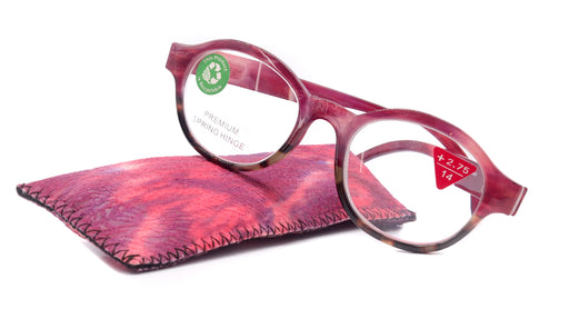 The ALCHEMIST, (Premium) Reading Glasses, Round Frame +1.25 .. +3 Magnifying Eyeglasses (Marble Pink) Circle Style. NY Fifth Avenue