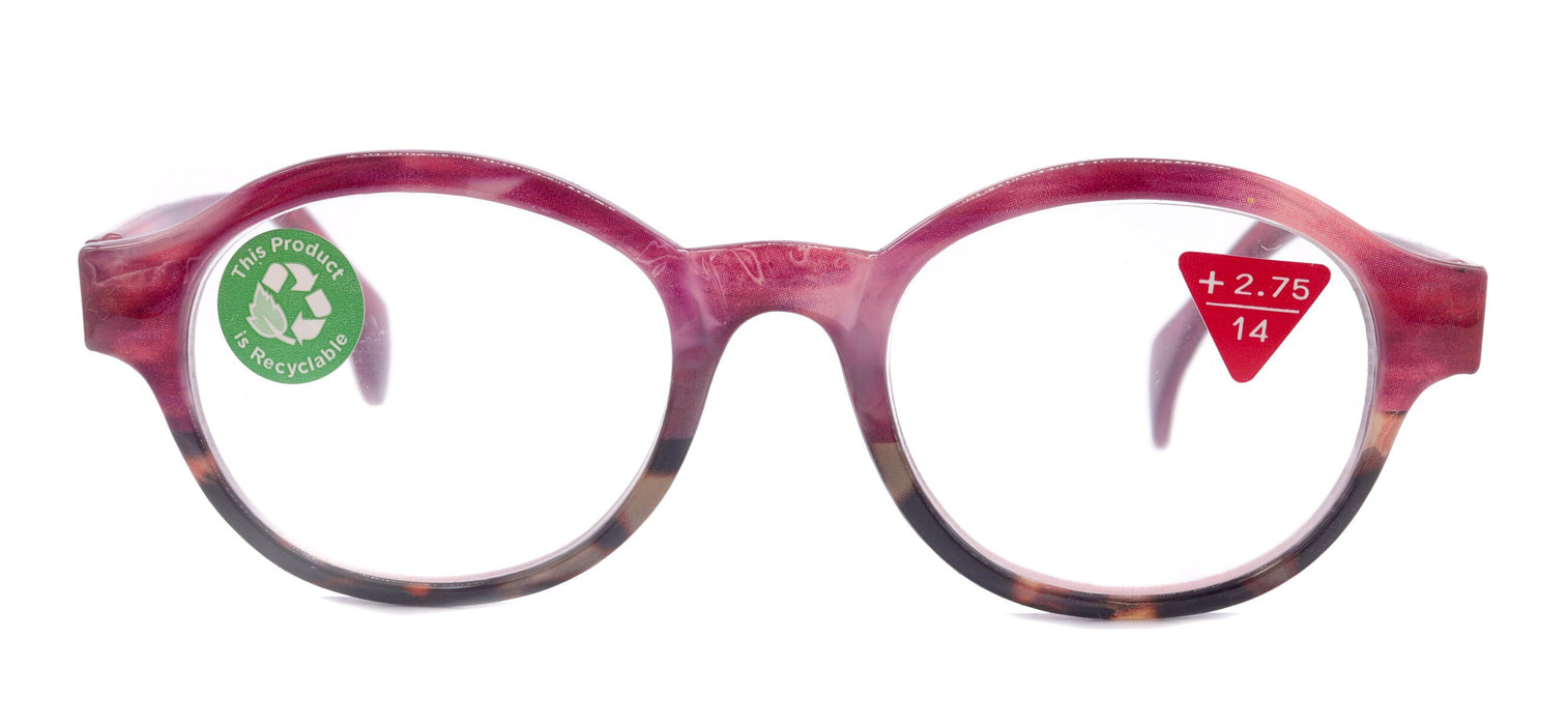 The ALCHEMIST, (Premium) Reading Glasses, Round Frame +1.25 .. +3 Magnifying Eyeglasses (Marble Pink) Circle Style. NY Fifth Avenue