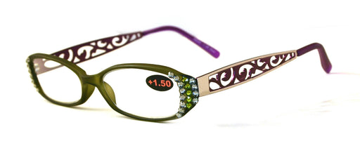 Phoenicia, (Bling) Women Reading Glasses W (Black Diamond, Peridot) (Green, Purple) (Filigree Temple) NY Fifth Avenue.